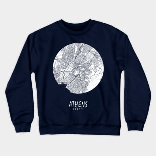 Athens, Greece City Map - Full Moon Crewneck Sweatshirt